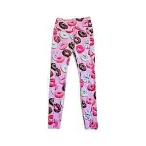 Muscles and Donuts Pink Donut Print High Waist Leggings Athletic Pocket Medium